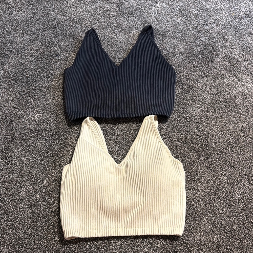 90 Degree By Reflex Black and Cream Crop Top